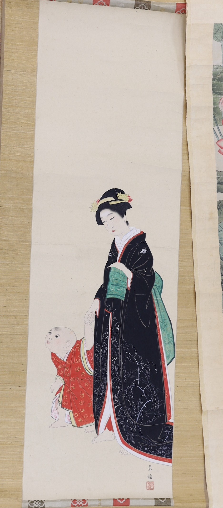Japanese and Chinese school, 19th / 20th century, seven scrolls depicting various scenes and landscapes